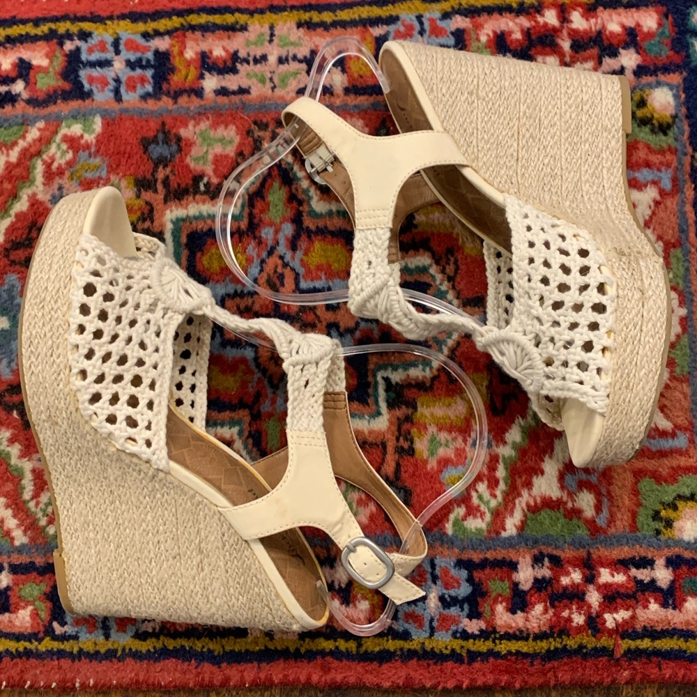 Lucky Brand - Crochet Espadrille Wedge Sandal - Size 9.5